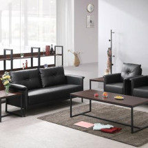 HFS-233-1A,3A라페 인조가죽 소파(블랙)