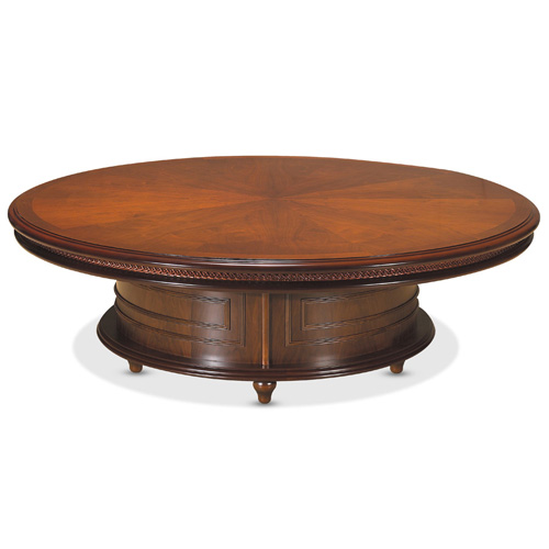 고급조각원형탁자(천연무늬목)