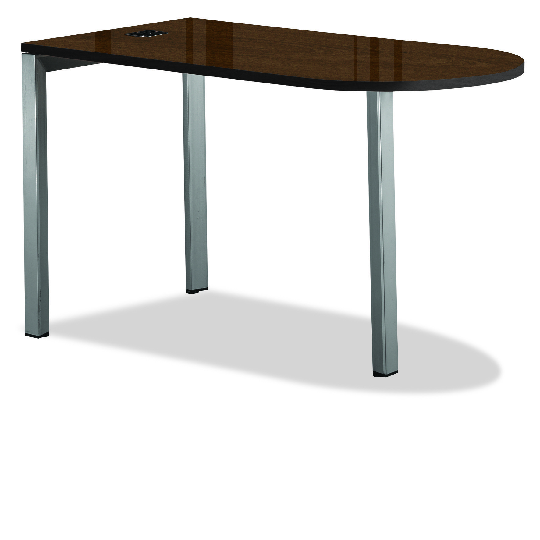 월넛 U형테이블[투명유리]