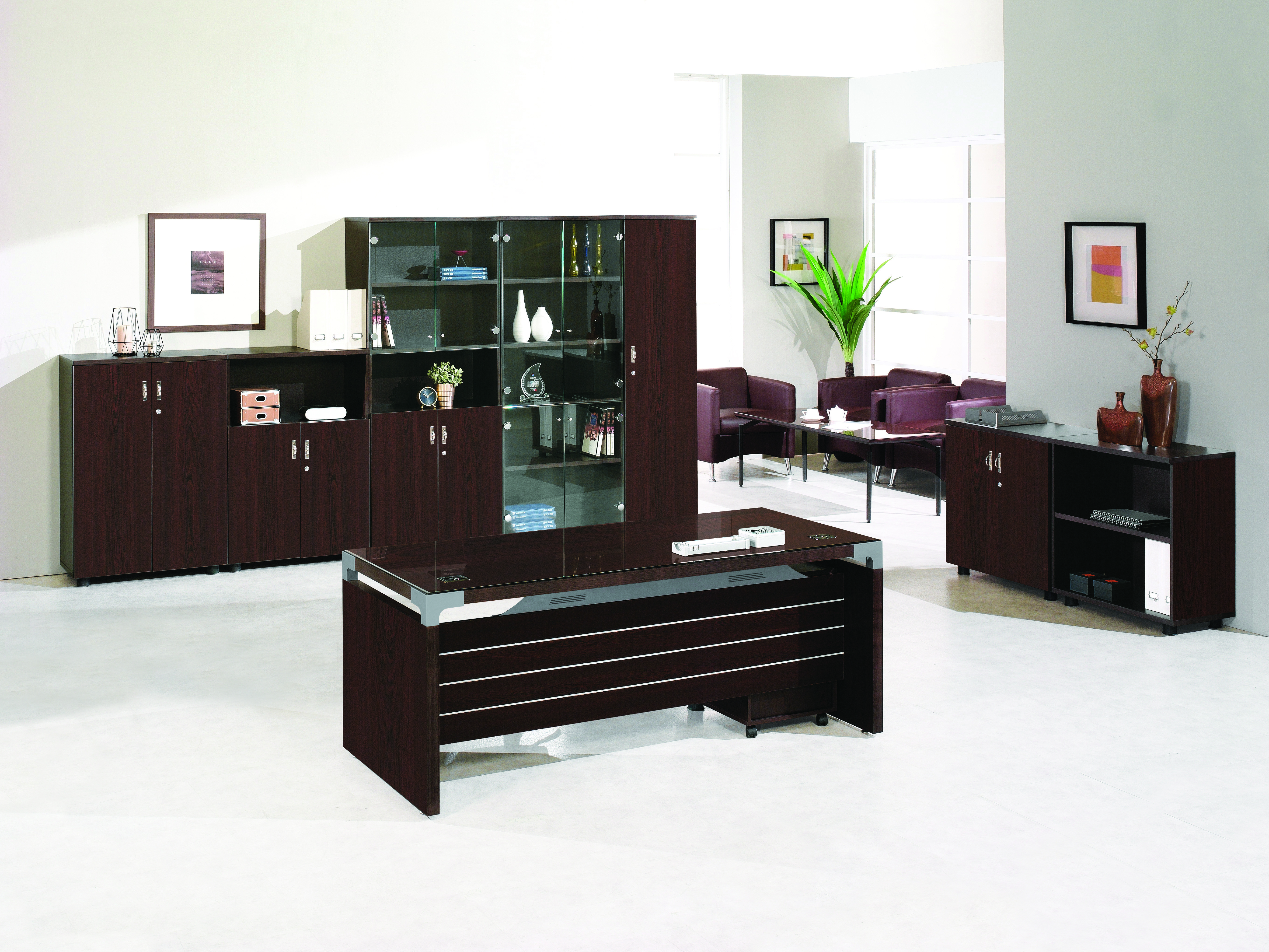 뉴토스카 월넛책상 (갈색유리)