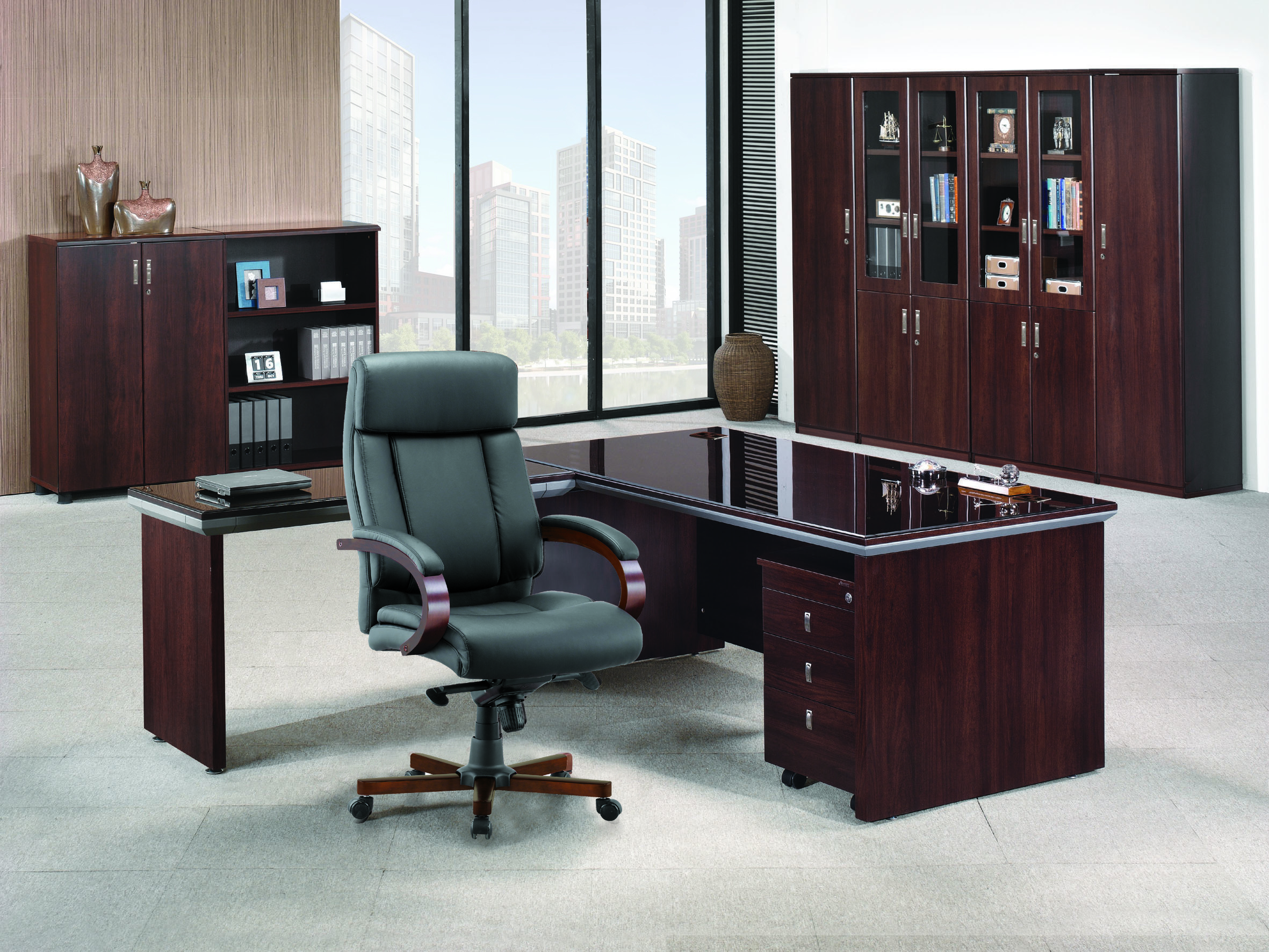 LIG 팀장용책상[갈색유리]