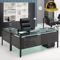 스팅어 강화유리책상(블랙프레임)