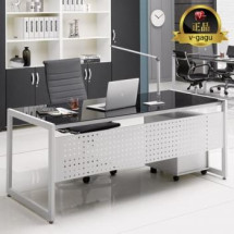 안티고나 강화유리책상(화이트프레임)