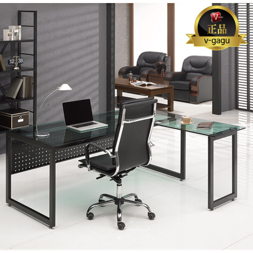 안티고나 강화유리책상(블랙프레임)