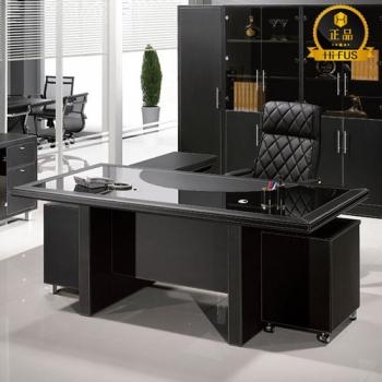 렉스 강화유리가죽책상