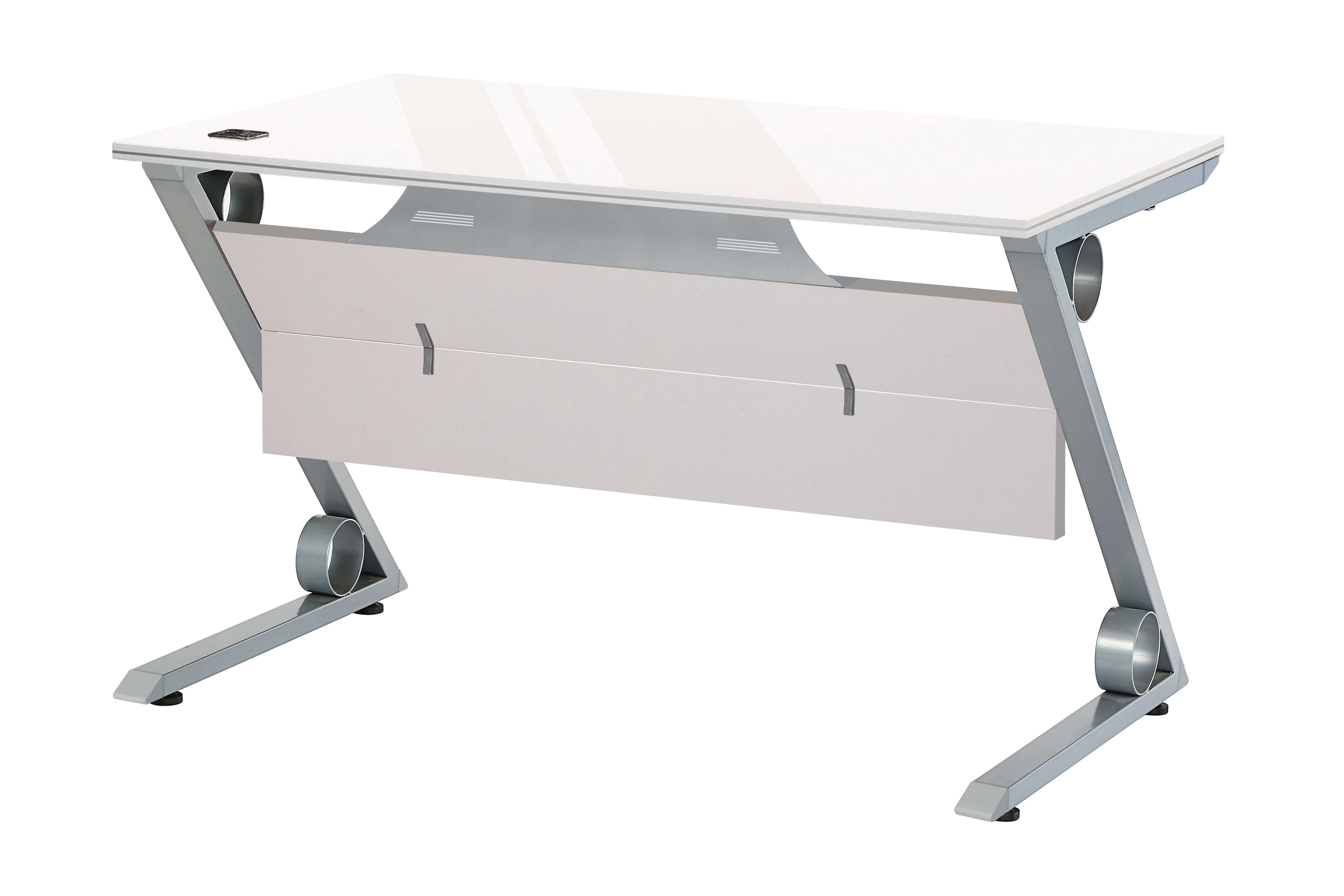 망플비치 Z철재다리 책상[투명유리]