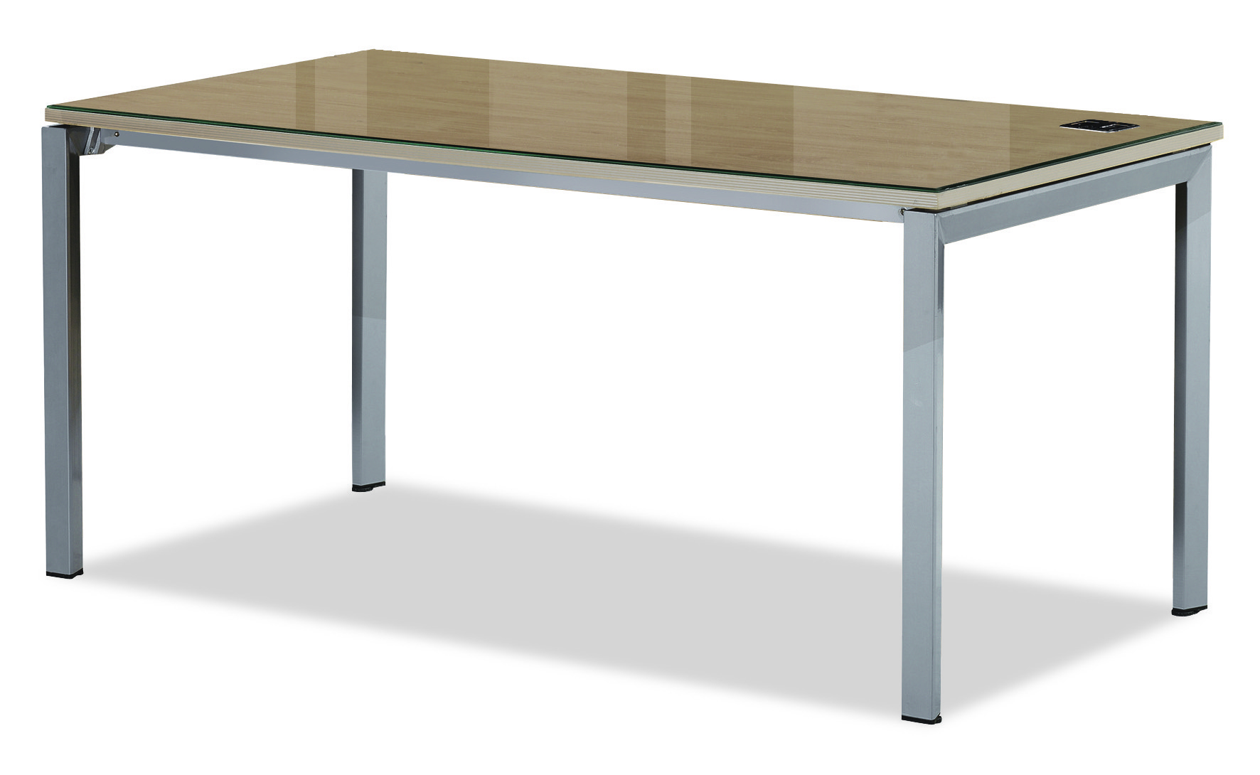 라이트 월넛 기본형책상(투명유리)