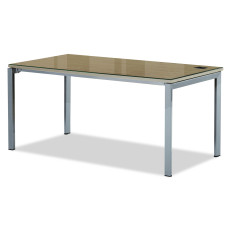 라이트 월넛 기본형책상(투명유리)