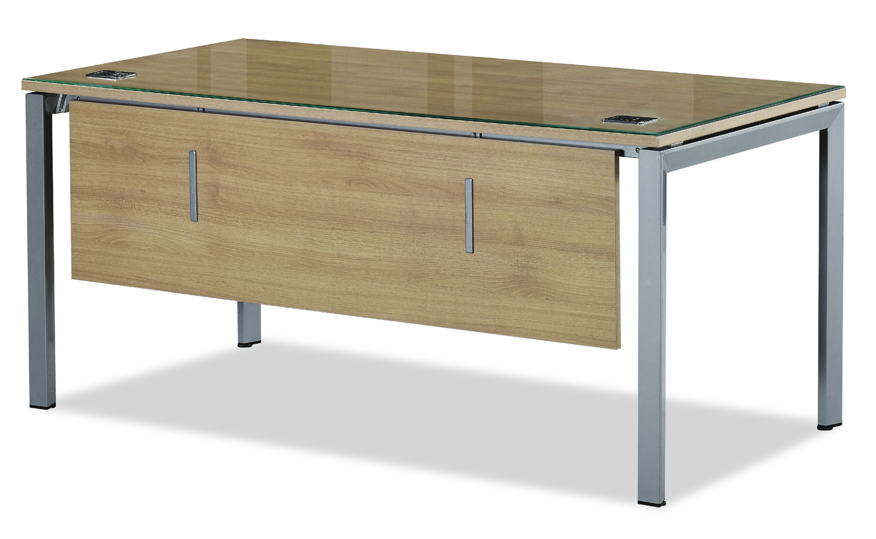 라이트 월넛 책상 앞가림판(투명유리)