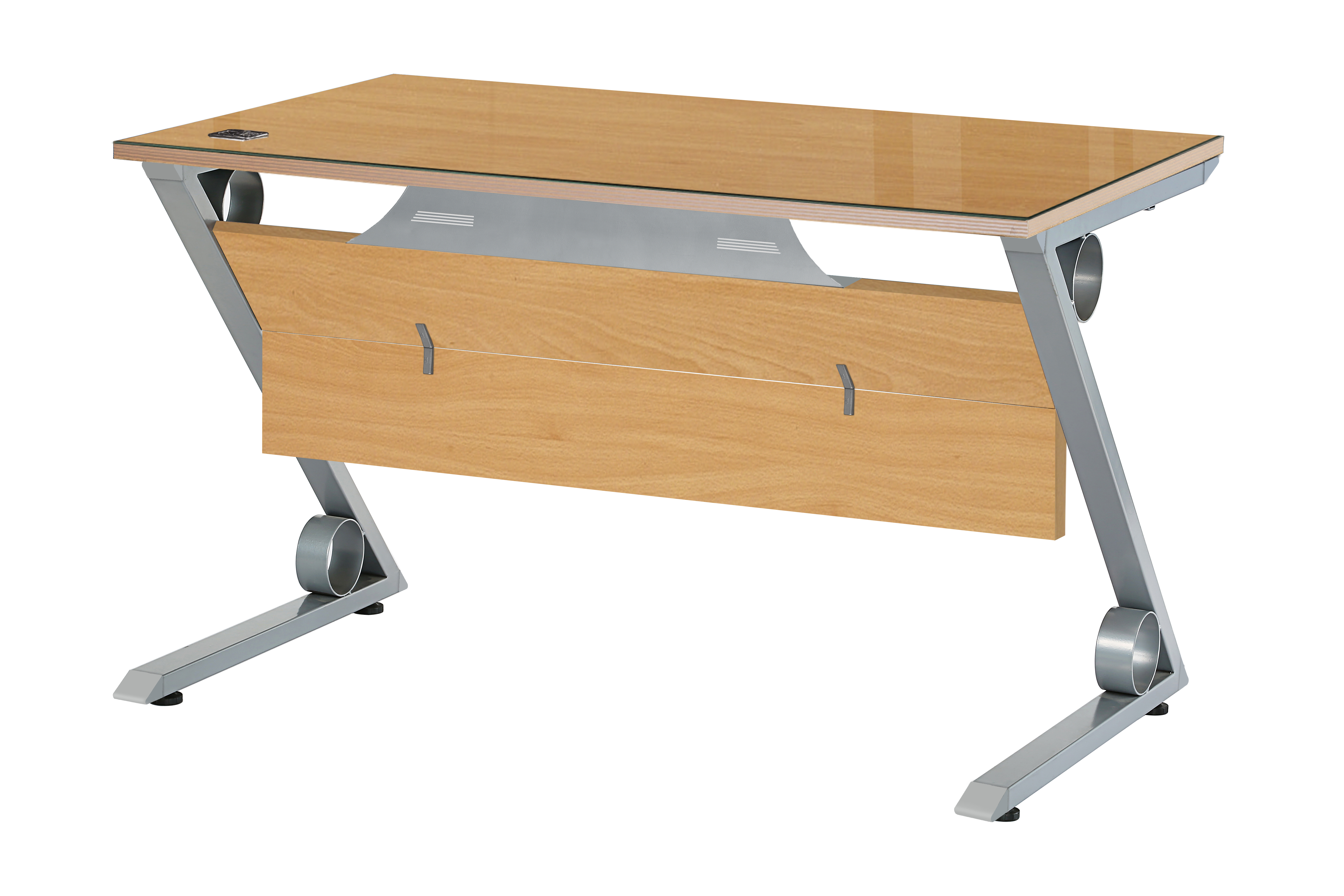 망플비치 Z철재다리 책상[투명유리]