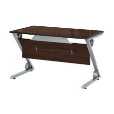 월넛 Z철재다리 책상[투명유리]