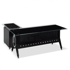 IN - 035 유리 책상 ( 강화유리 + 12T / 블랙 )