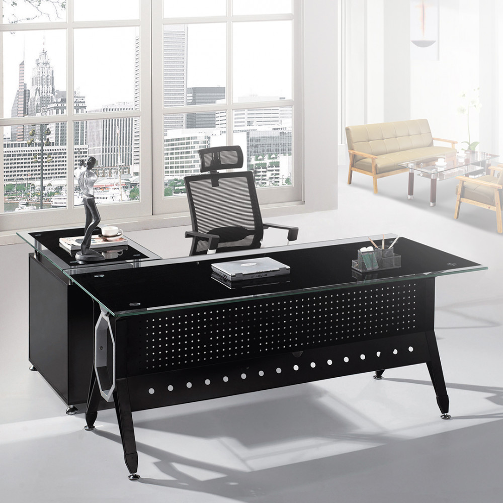 IN - 035 유리 책상 ( 강화유리 + 12T / 블랙 )