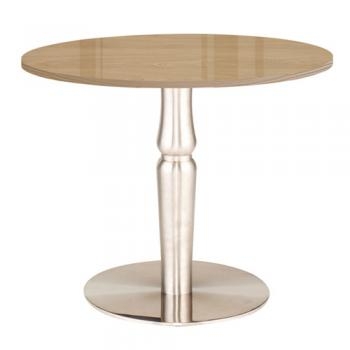 라이트월넛 원형테이블 굴곡형 (투명유리포함)