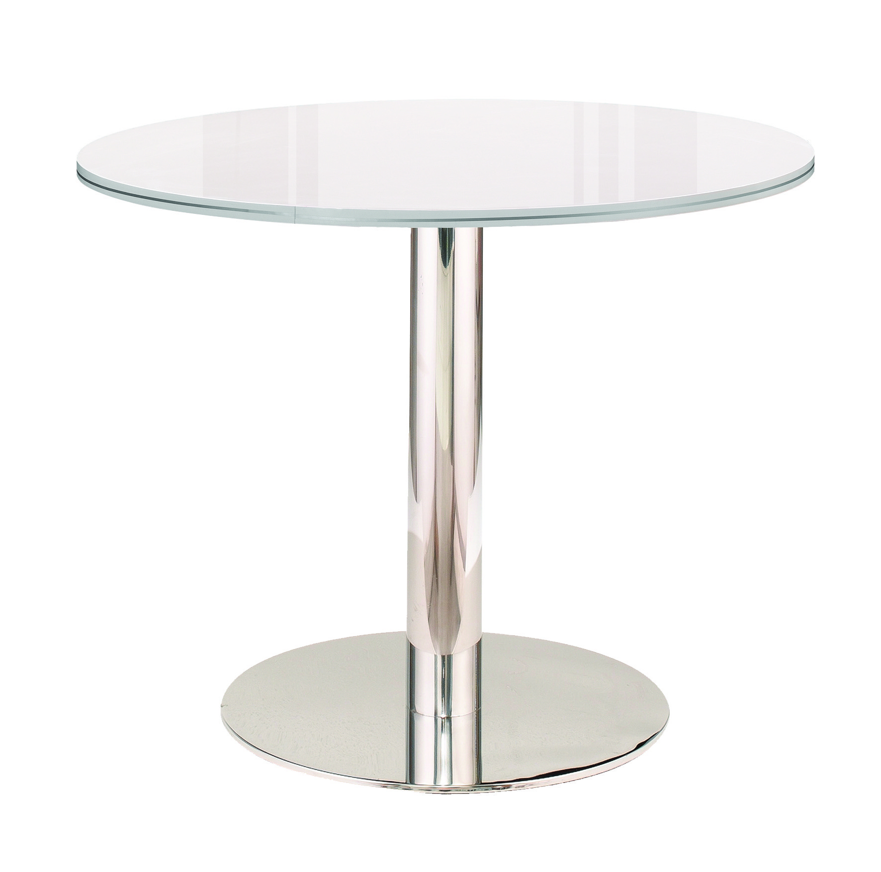 아이보리 직선다리 원형테이블 [투명유리]
