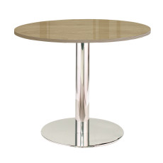 라이트 월넛 직선다리 원형테이블 [투명유리]