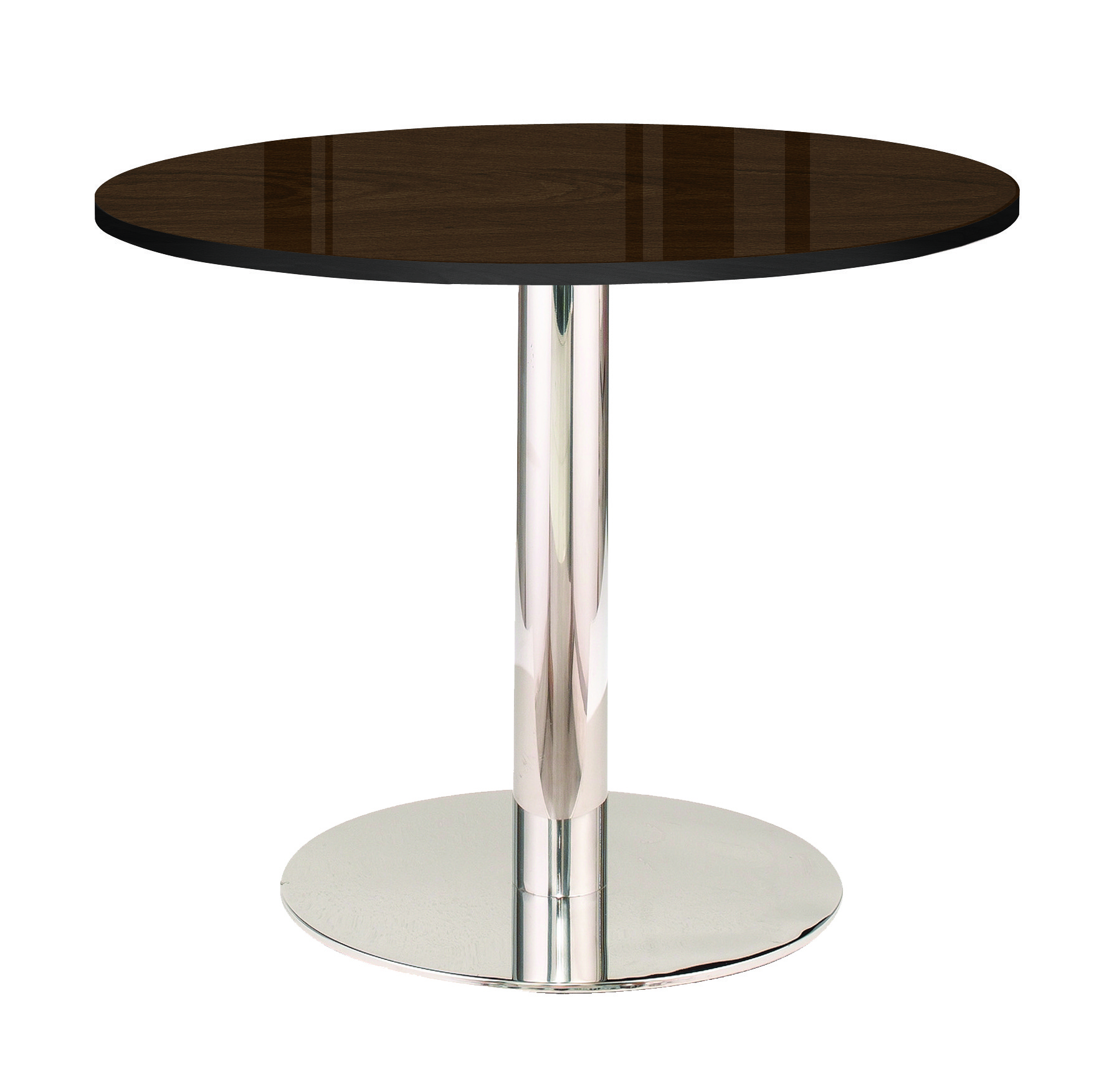 월넛 직선다리 원형테이블[갈색유리]