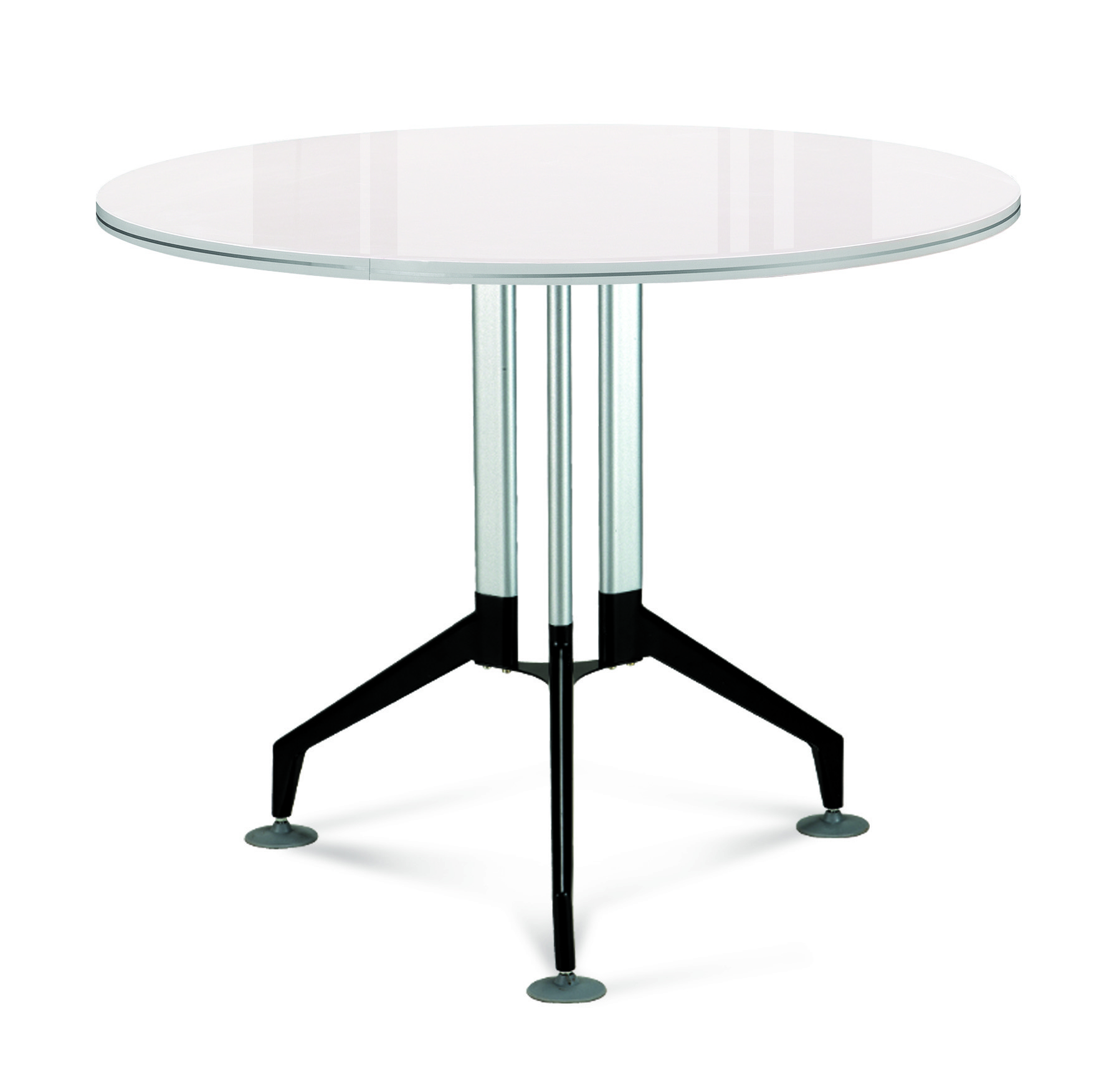 아이보리 삼각다리 원형테이블 [투명유리]