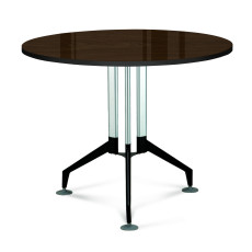 월넛 삼각다리 원형테이블 [갈색유리]