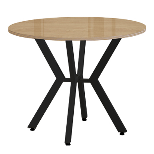 라이트월넛 원형테이블 K다리(투명유리)