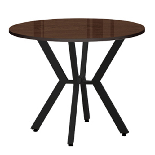 월넛 원형테이블 K다리(투명유리)