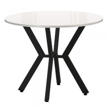 아이보리 원형테이블 K다리(투명유리)