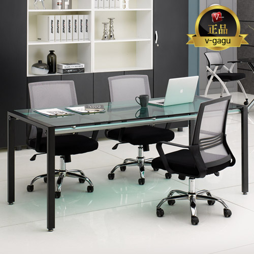 스팅어 강화유리 회의용테이블(블랙프레임)