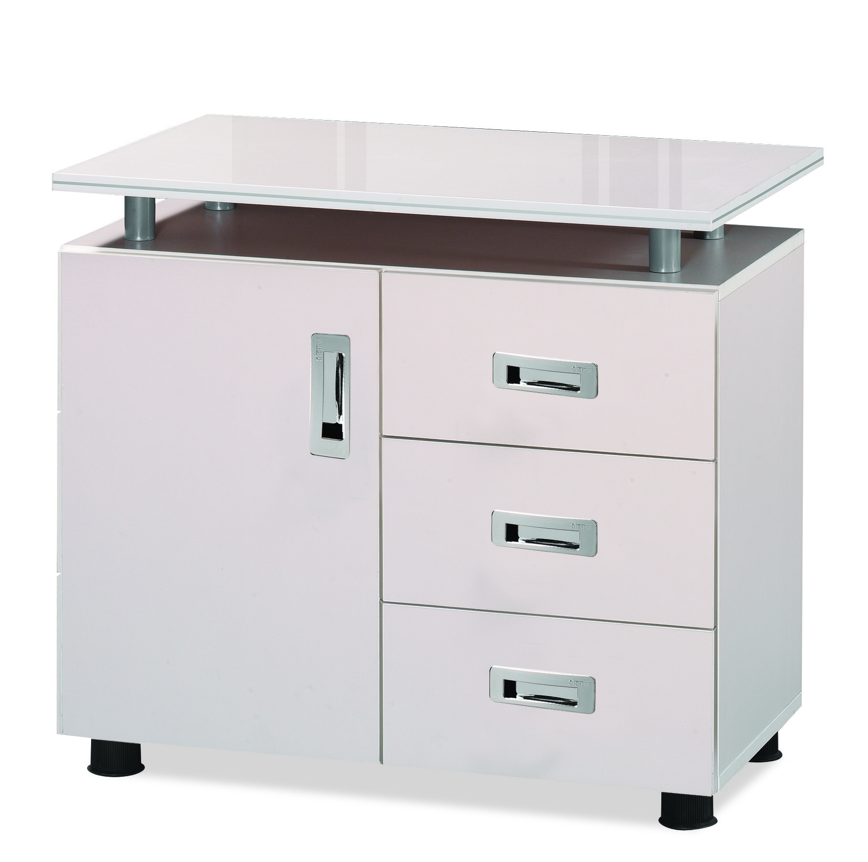 아이보리 사이드서랍장[투명유리]