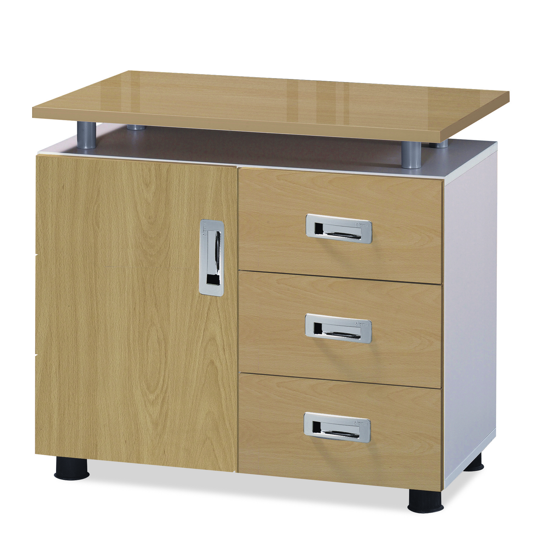 라이트월넛 사이드서랍장[투명유리]