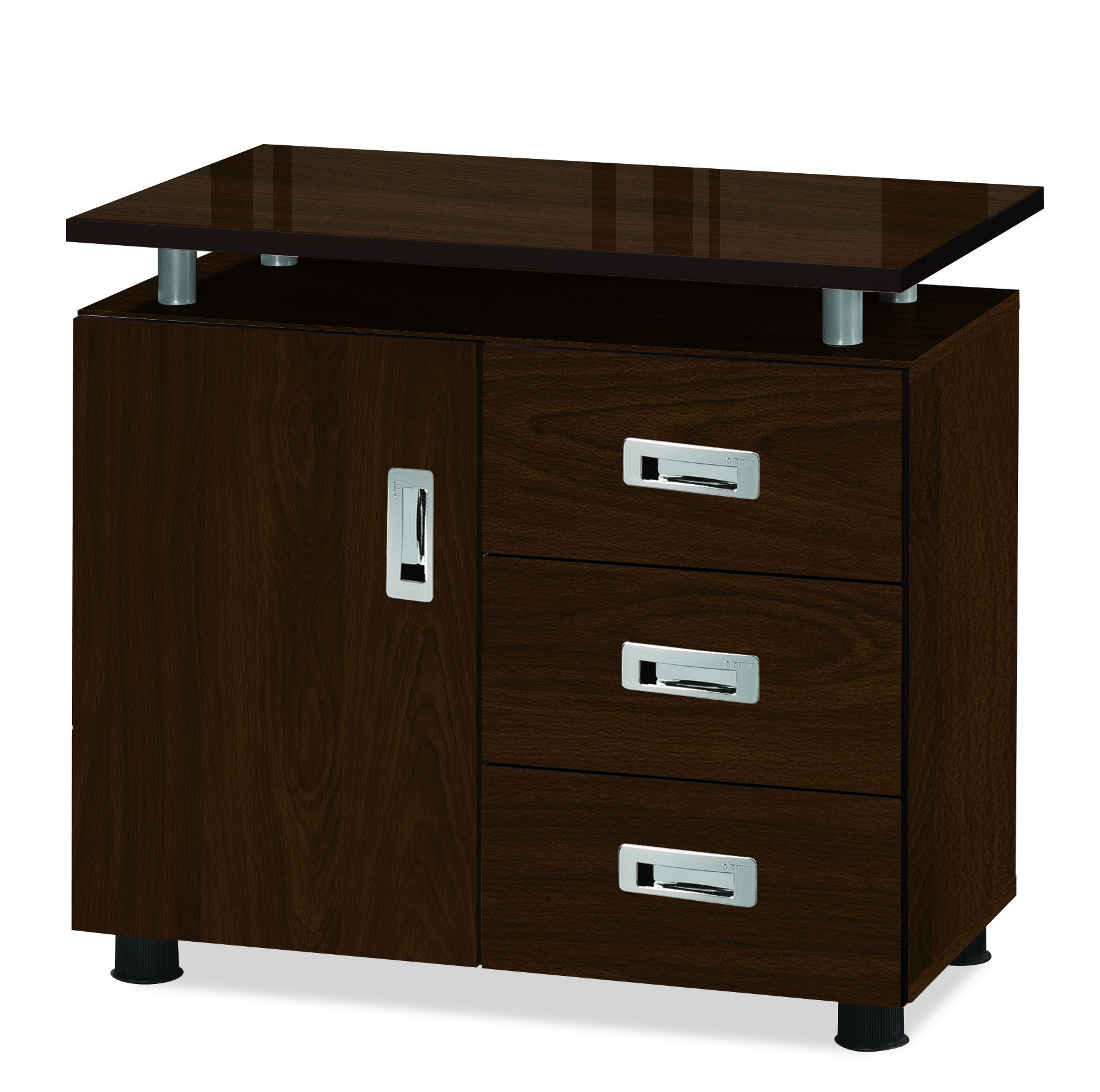 월넛 사이드서랍장[투명유리]