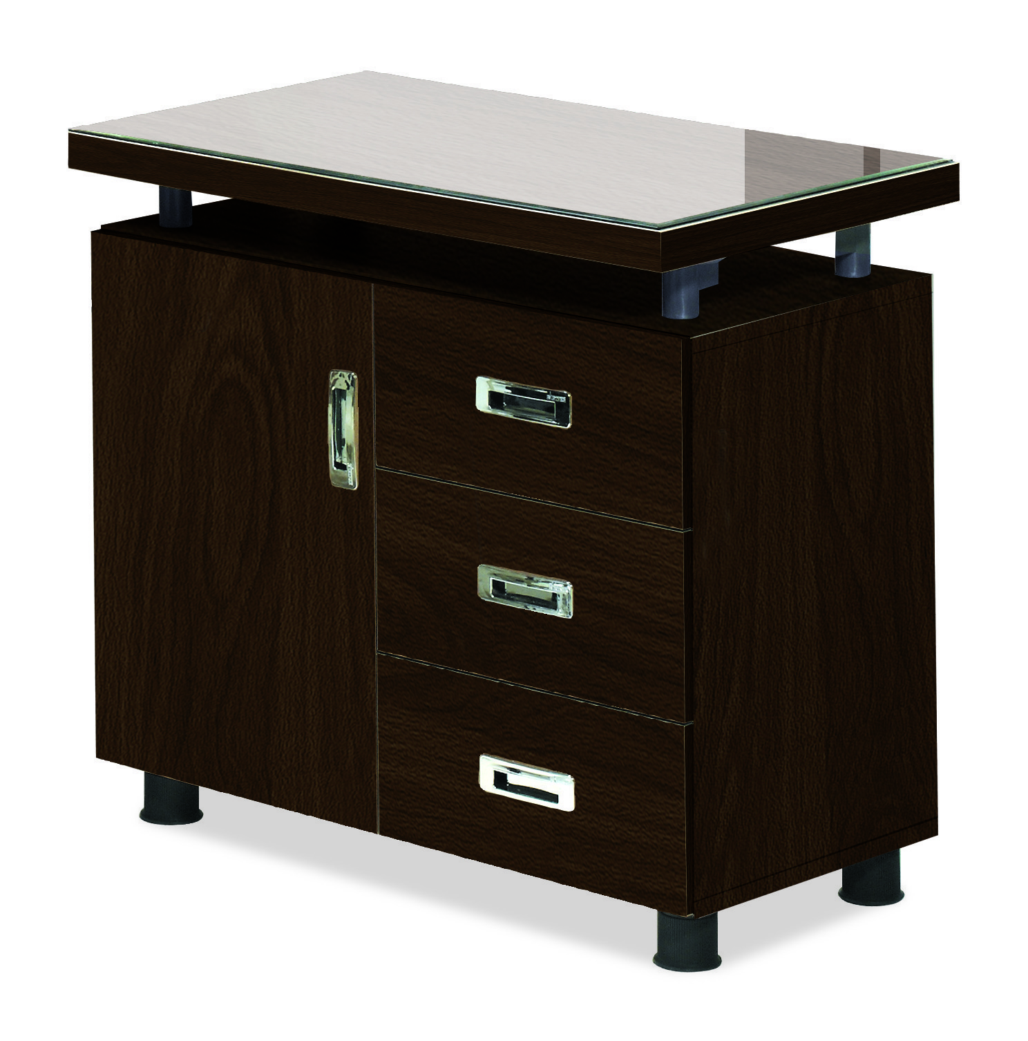 몽블랑 월넛 사이드서랍장[갈색유리]