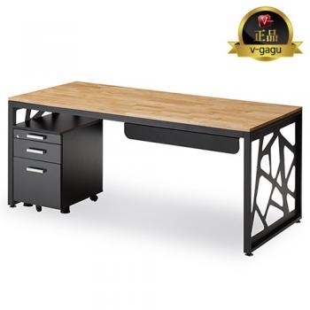 시그니처 원목철제책상(18T고무나무집성목)