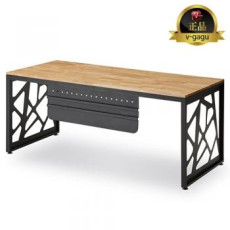 시그니처 원목철제책상(18T고무나무집성목)