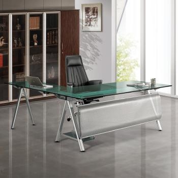 GSD-610 연그린 유리 책상 기본형 (블랙하부)