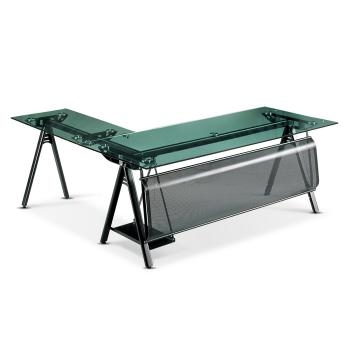 GSD-610 연그린 유리 책상 기본형 (블랙하부)