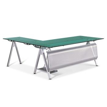 GSD-610 연그린 유리 책상 기본형 (블랙하부)