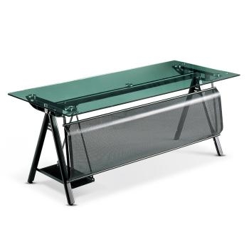 GSD-610 연그린 유리 책상 기본형 (블랙하부)