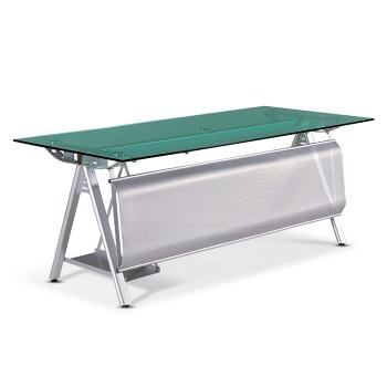 GSD-610 연그린 유리 책상 기본형 (블랙하부)