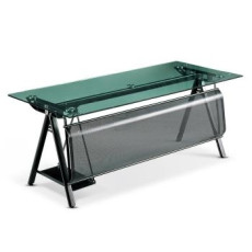 GSD-610 연그린 유리 책상 기본형 (블랙하부)