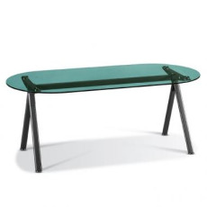 GST-601 연그린 유리 회의용탁자 (타원,블랙하부)