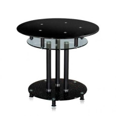 GST 블랙 유리 원형탁자