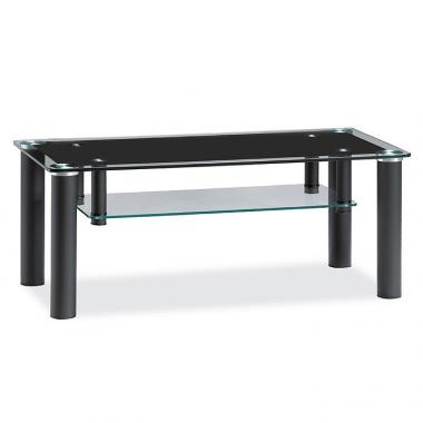 블랙 강화유리 소파 탁자(선반형)