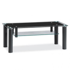 블랙 강화유리 소파 탁자(선반형)