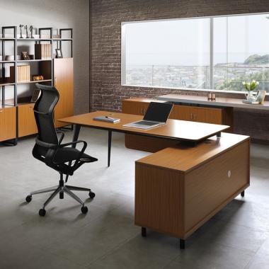 마이스터 티크 원톤 책상 (일자형)