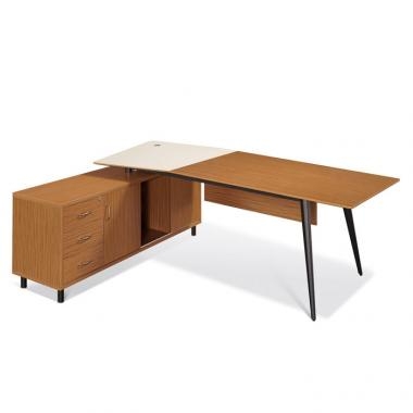 마이스터 티크 투톤 책상(커브형)