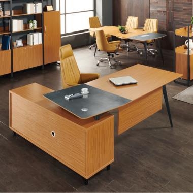 마이스터 티크 투톤 책상(커브형)