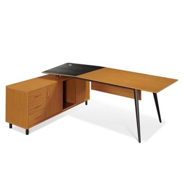 마이스터 티크 투톤 책상(커브형)