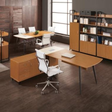 마이스터 티크 투톤 책상 (일자형)