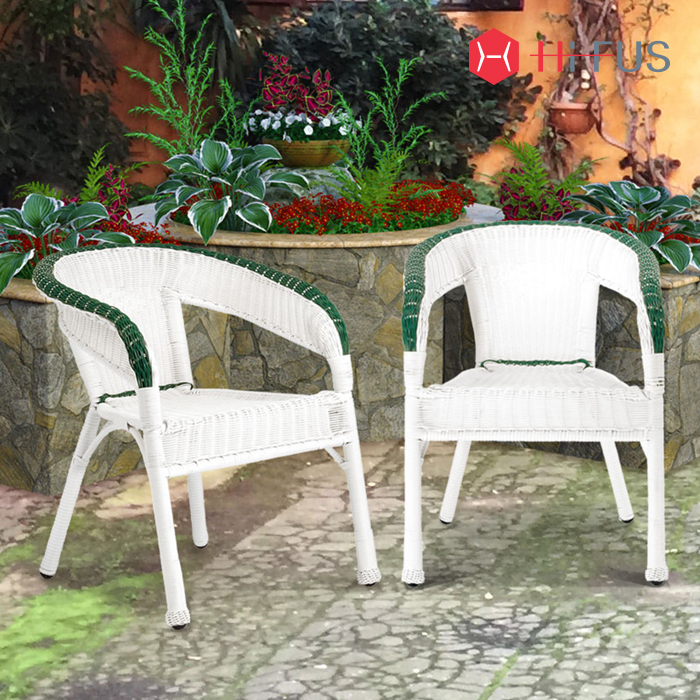 라쿤 화이트 라탄 의자