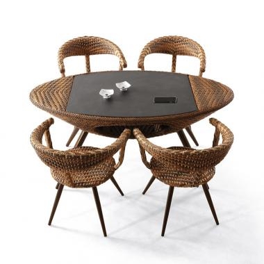 HFT-4724 욜로 라탄 강화유리 타원테이블